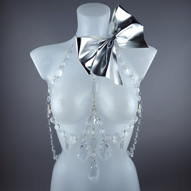 "Isidore" Clear/Silver Bow & Jewel Present Harness