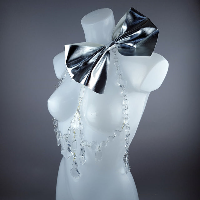 "Isidore" Clear/Silver Bow & Jewel Present Harness