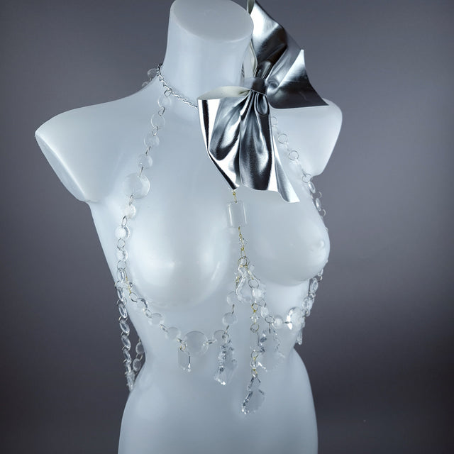 "Isidore" Clear/Silver Bow & Jewel Present Harness