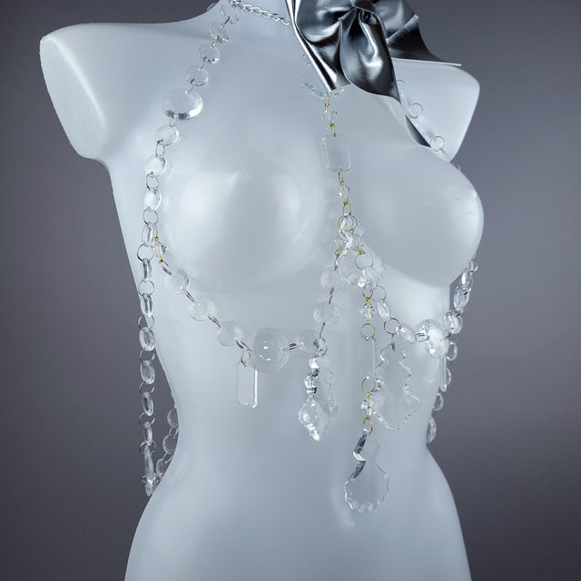 "Isidore" Clear/Silver Bow & Jewel Present Harness