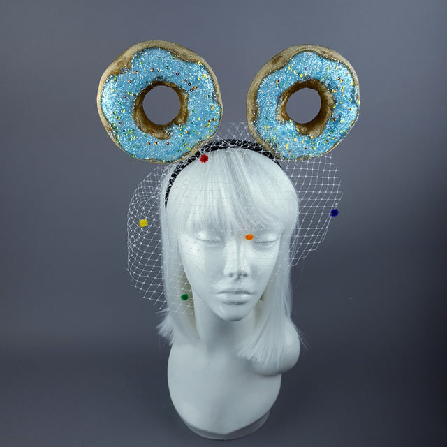 "Donut you want me Baby" Ear Veil Headdress - Blue