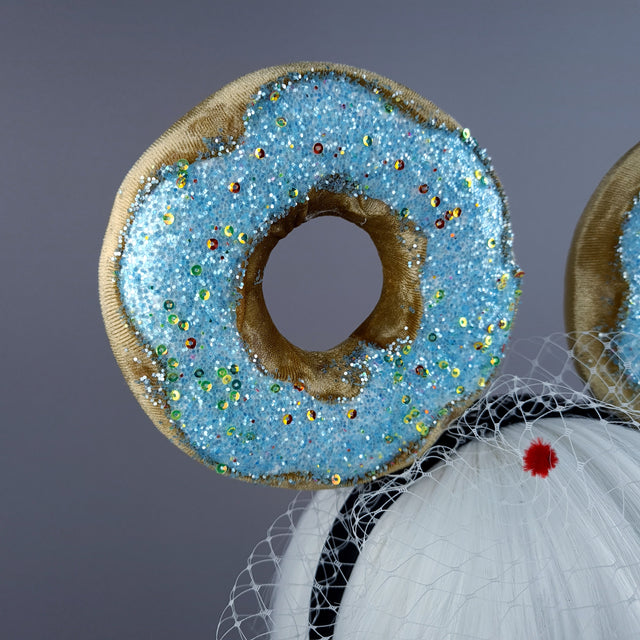 "Donut you want me Baby" Ear Veil Headdress - Blue