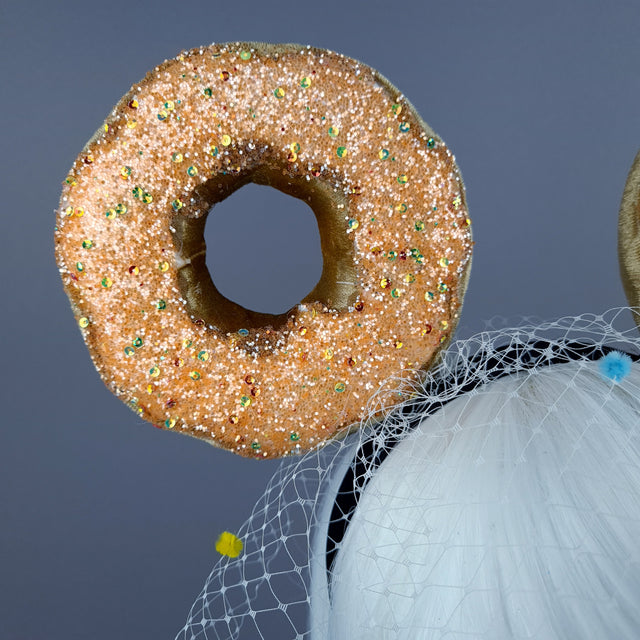 "Donut you want me Baby" Ear Veil Headdress - Coral