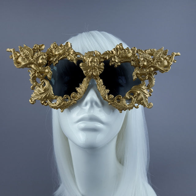 Pearls & Swine Gold Filigree Ornate Unisex Sunglasses "Gabriel"