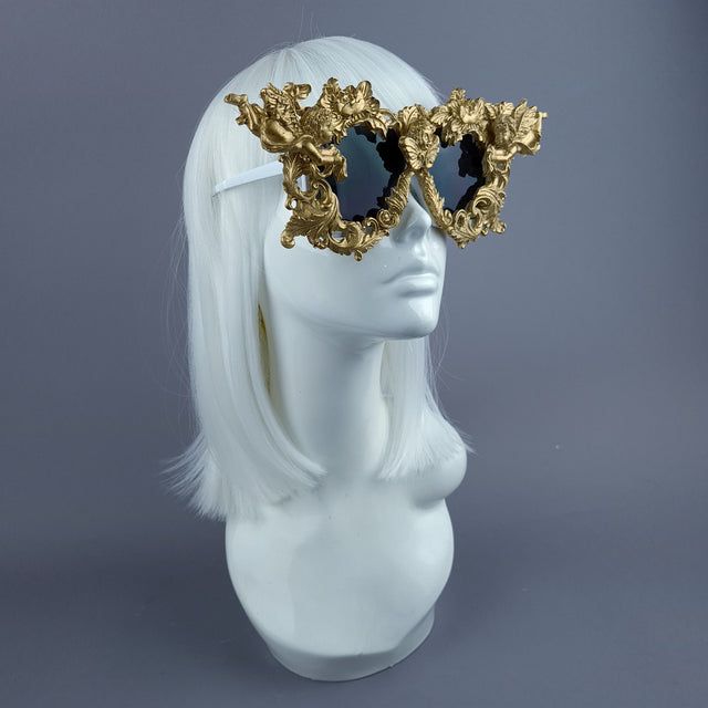 Pearls & Swine Gold Filigree Ornate Unisex Sunglasses "Gabriel"