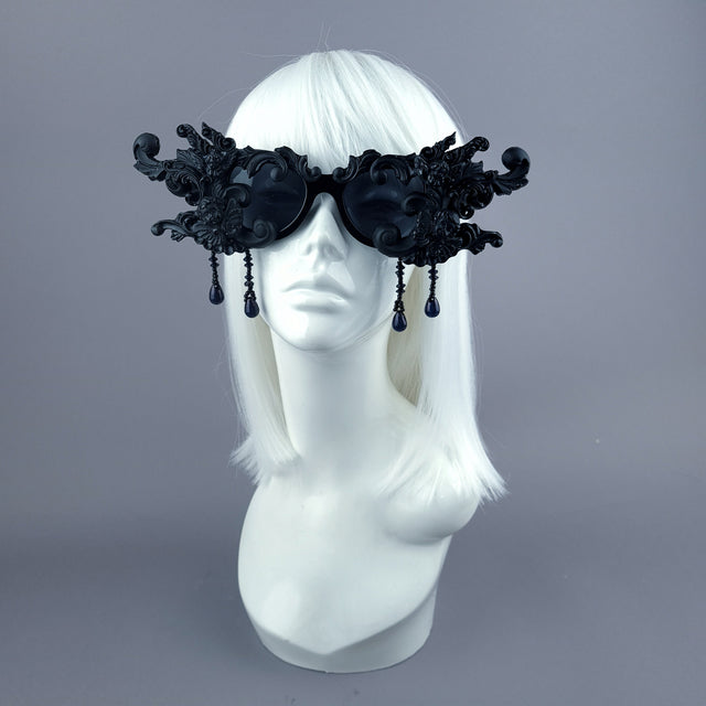 "Culte" OTT Statement Black Cherub Filigree & Beading Sunglasses