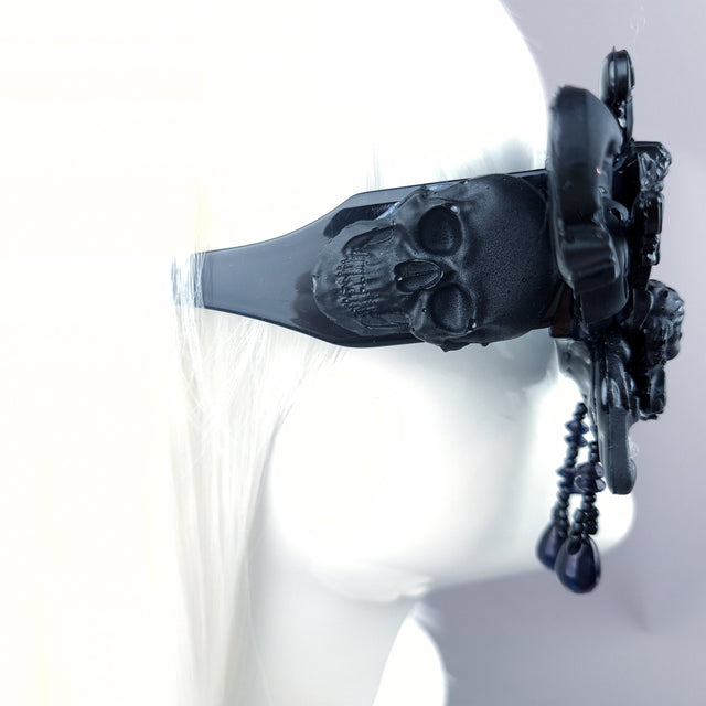 "Culte" OTT Statement Black Cherub Filigree & Beading Sunglasses