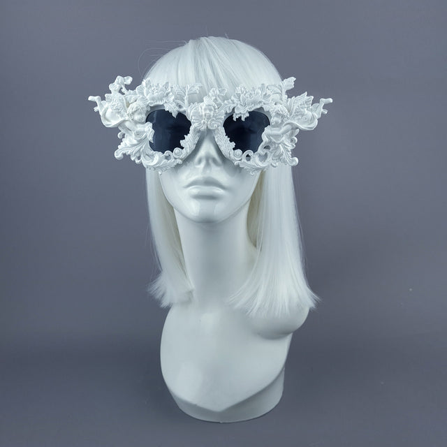 "Gabriel" White Filigree Ornate Unisex Sunglasses