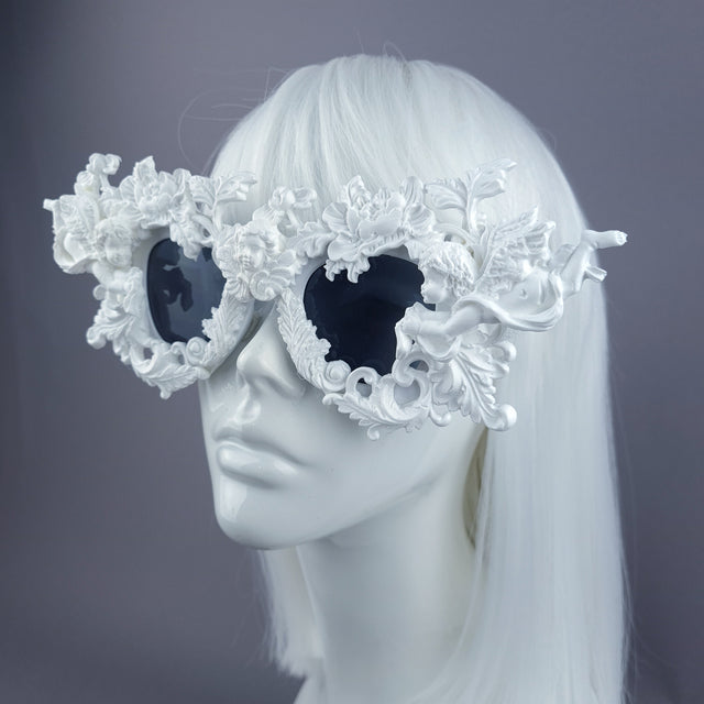 "Gabriel" White Filigree Ornate Unisex Sunglasses