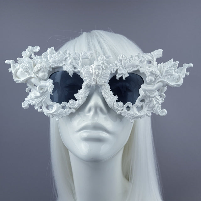 "Gabriel" White Filigree Ornate Unisex Sunglasses