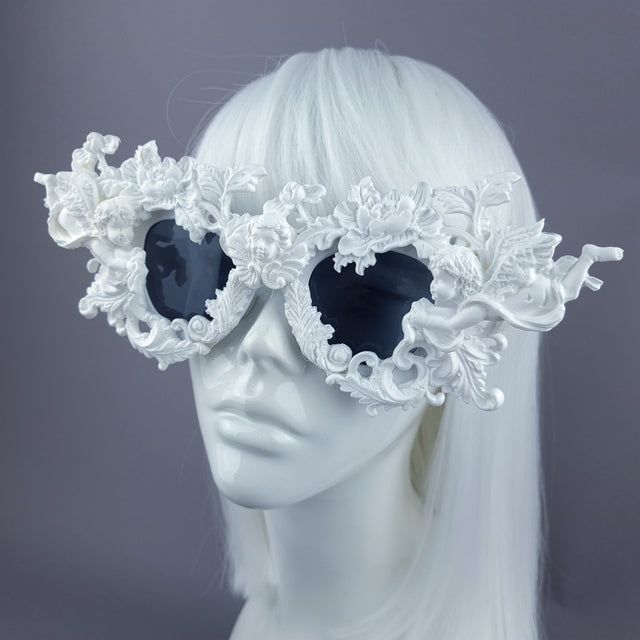 "Gabriel" White Filigree Ornate Unisex Sunglasses