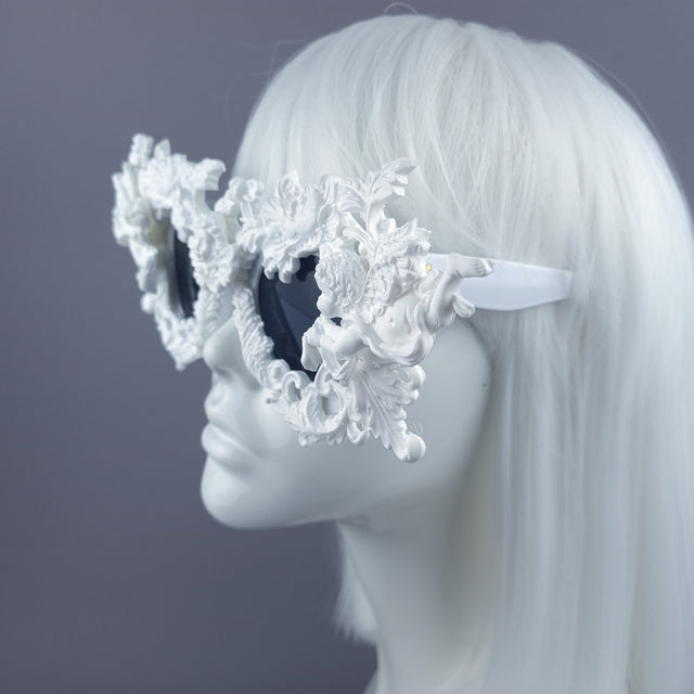 "Gabriel" White Filigree Ornate Unisex Sunglasses