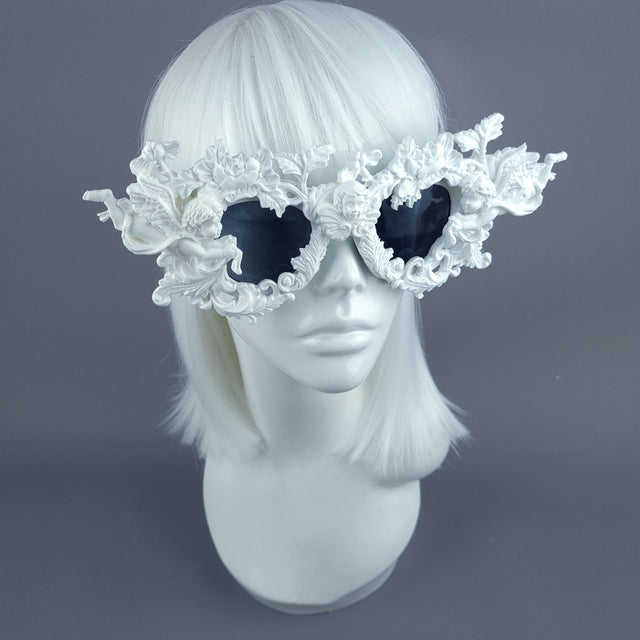"Gabriel" White Filigree Ornate Unisex Sunglasses