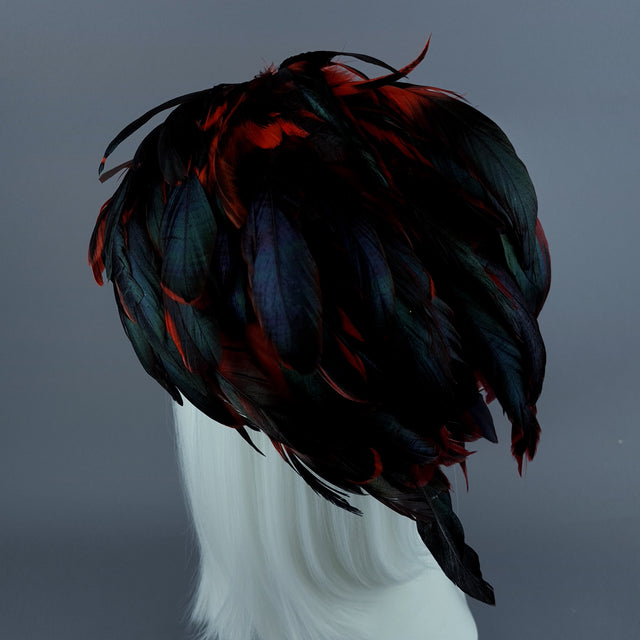 "Hope" Vintage Inspired Red Feather & Jewel Fascinator