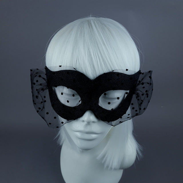 "Mysterie" Black Glitter Mask & Veil