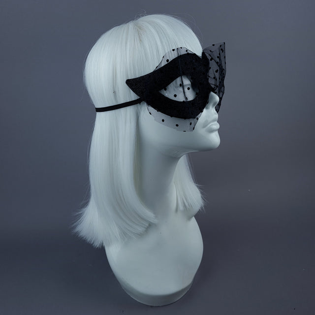 "Mysterie" Black Glitter Mask & Veil