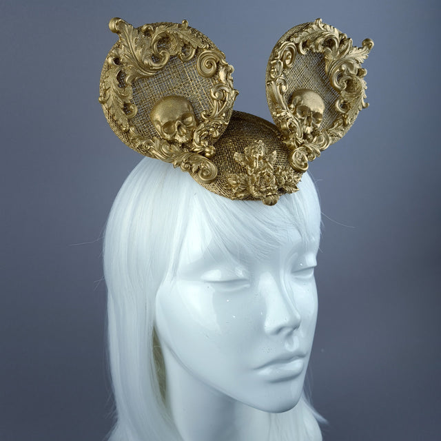 "Ninkilim" Gold Filigree & Skull Ear Mini Fascinator