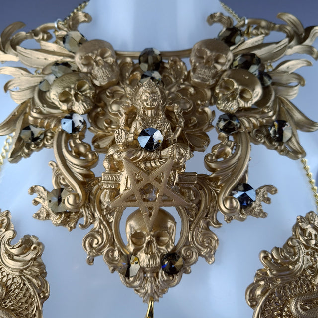 "Astaroth" Gold Skull & Filigree Harness Body Jewellery