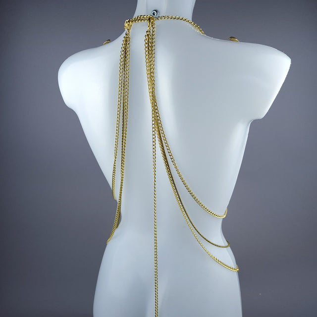 "Astaroth" Gold Skull & Filigree Harness Body Jewellery