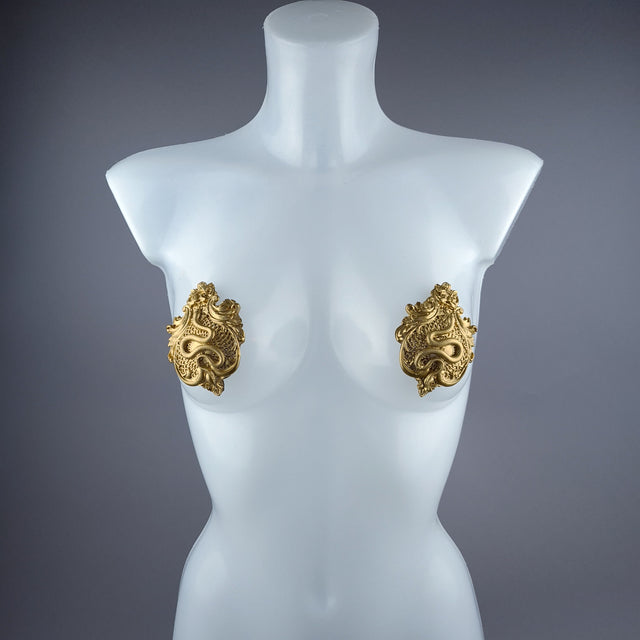 "Salem" Gold Filigree & Snake Nipple Pasties