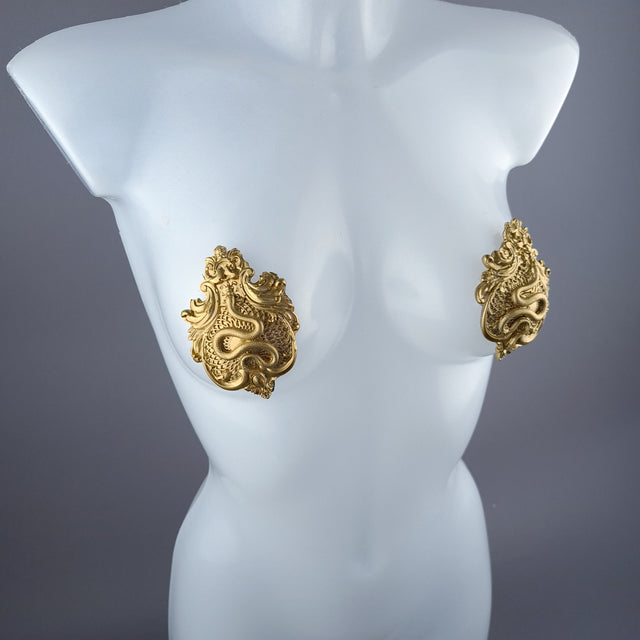 "Salem" Gold Filigree & Snake Nipple Pasties