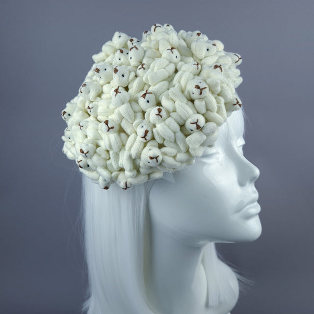 "Polar" Teddy Bear Fascinator Hat