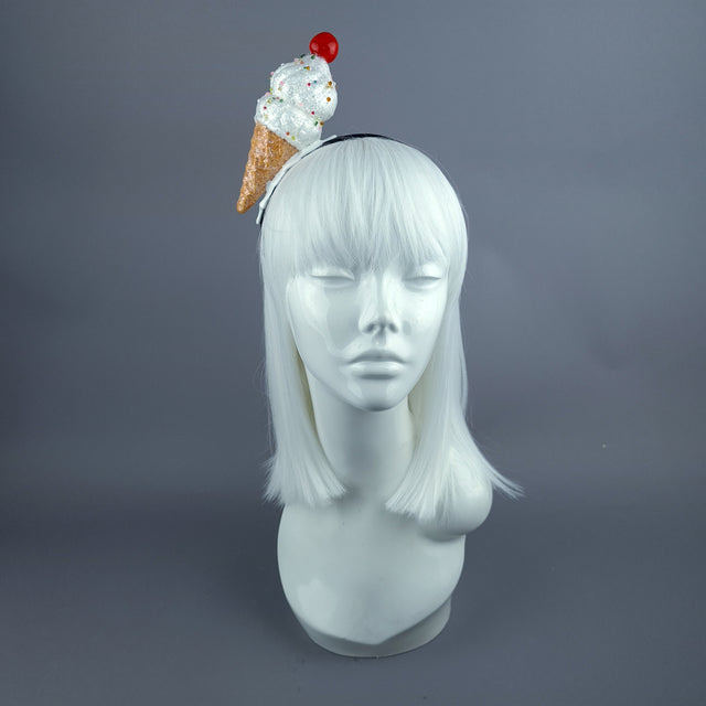 "Vanilla" Glitter Ice Cream Headpiece - Orange