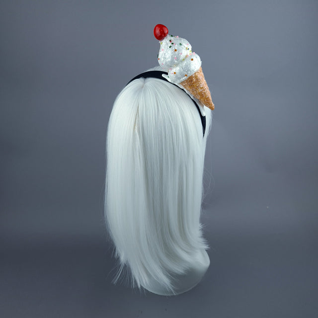 "Vanilla" Glitter Ice Cream Headpiece - Orange