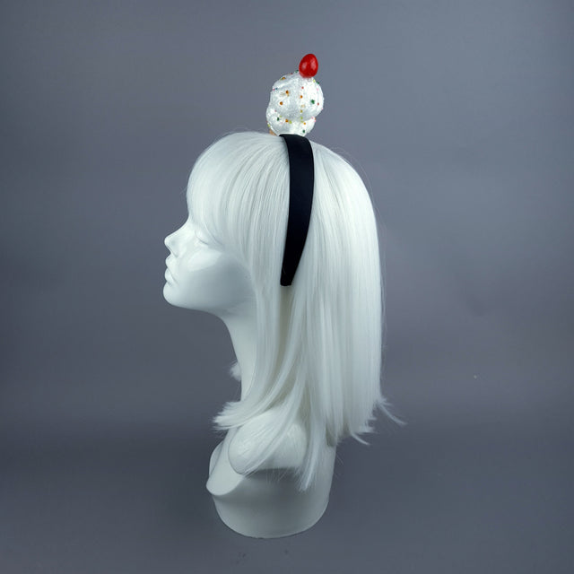 "Vanilla" Glitter Ice Cream Headpiece - Orange