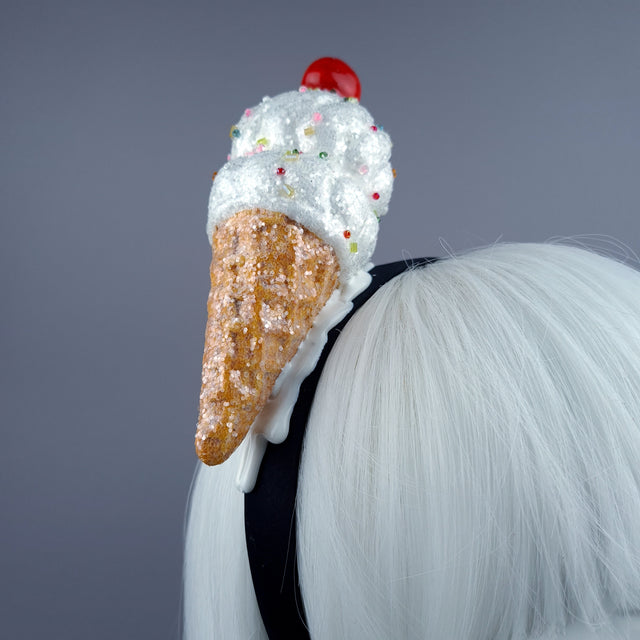 "Vanilla" Glitter Ice Cream Headpiece - Orange