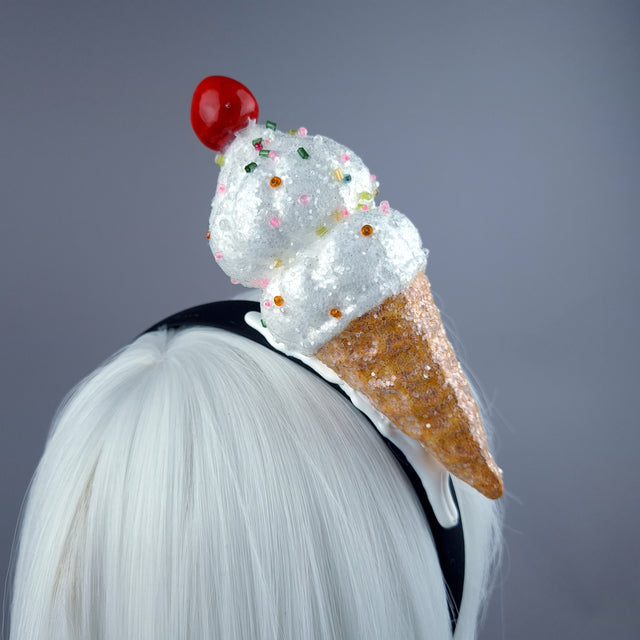 "Vanilla" Glitter Ice Cream Headpiece - Orange