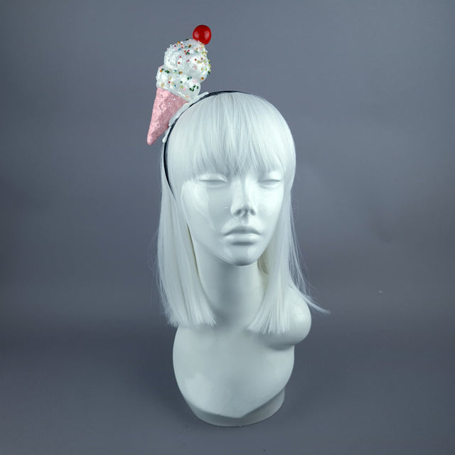 "Vanilla" Glitter Ice Cream Headpiece - Pink