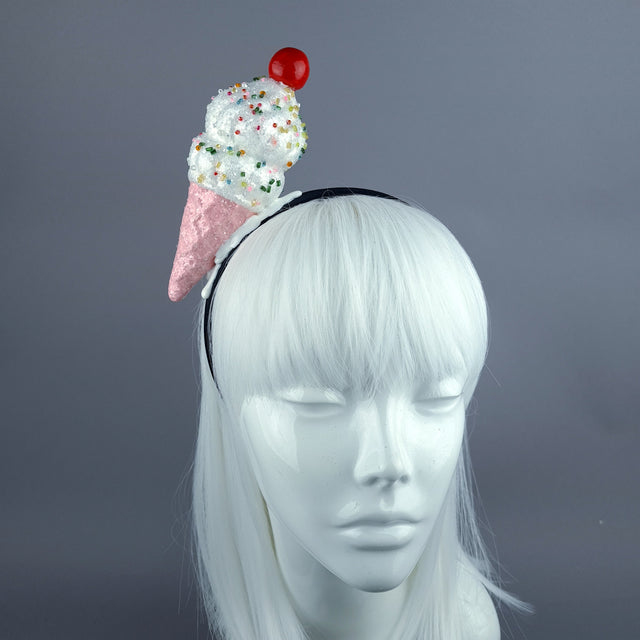 "Vanilla" Glitter Ice Cream Headpiece - Pink