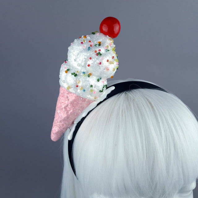 "Vanilla" Glitter Ice Cream Headpiece - Pink