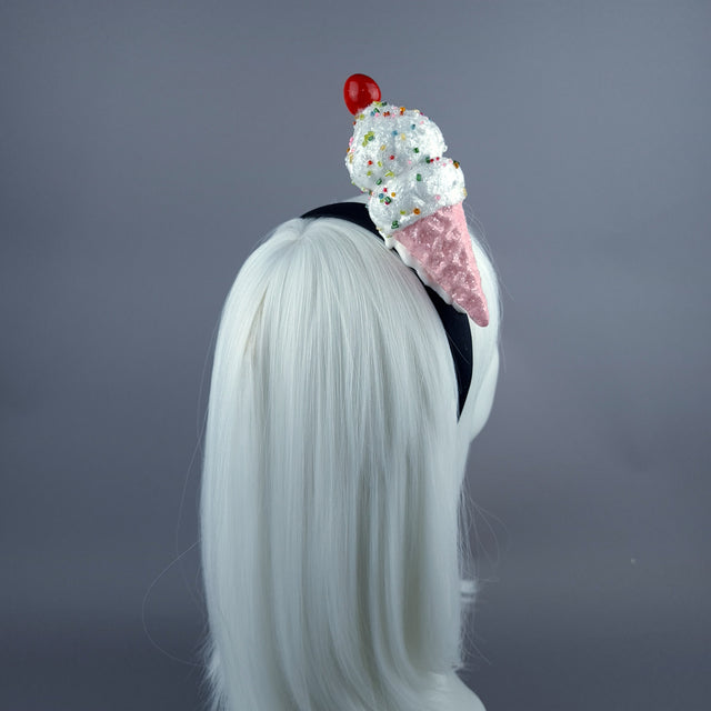 "Vanilla" Glitter Ice Cream Headpiece - Pink