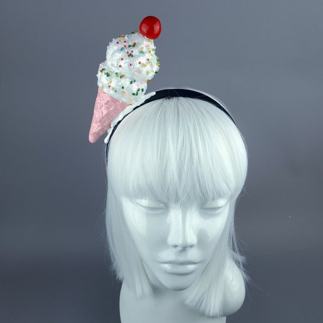 "Vanilla" Glitter Ice Cream Headpiece - Pink