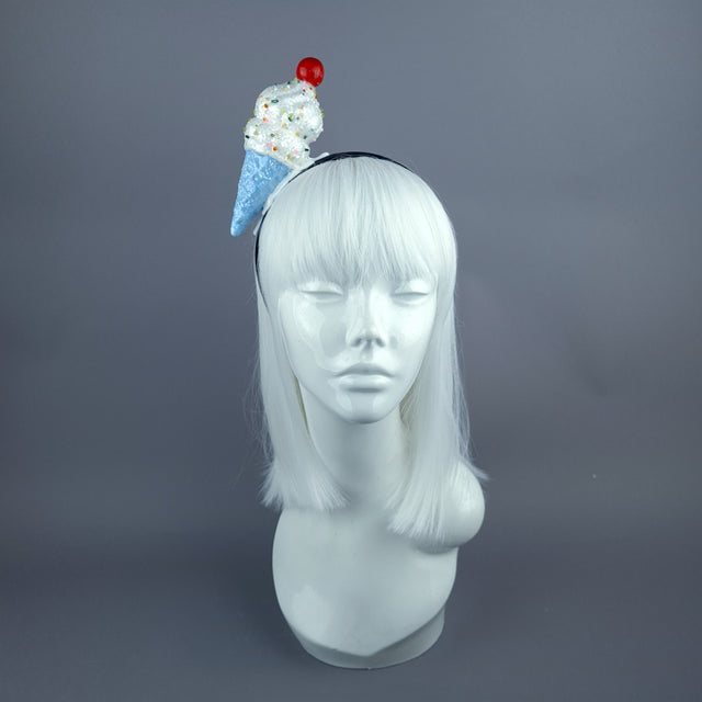 "Vanilla" Glitter Ice Cream Headpiece - Blue