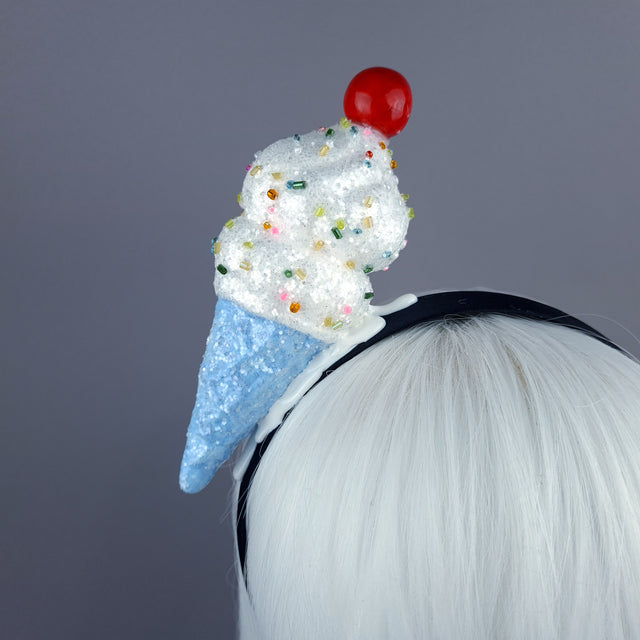 "Vanilla" Glitter Ice Cream Headpiece - Blue