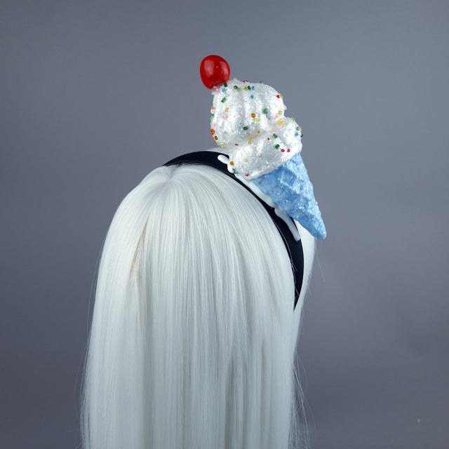 "Vanilla" Glitter Ice Cream Headpiece - Blue