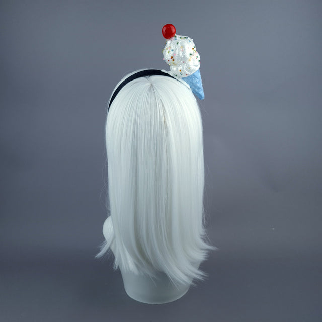 "Vanilla" Glitter Ice Cream Headpiece - Blue