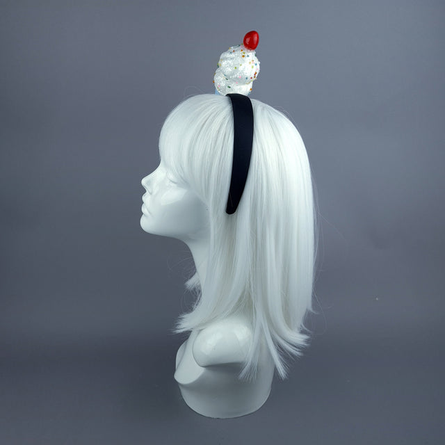 "Vanilla" Glitter Ice Cream Headpiece - Blue
