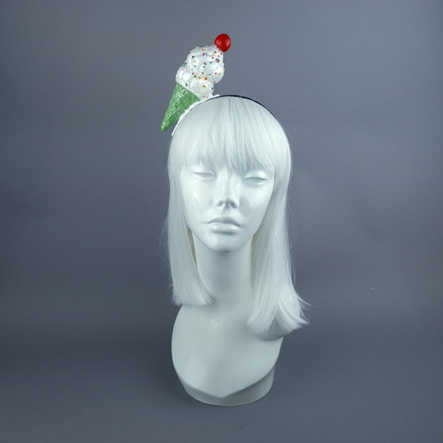 "Vanilla" Glitter Ice cream Headpiece - Green