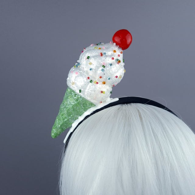 "Vanilla" Glitter Ice cream Headpiece - Green