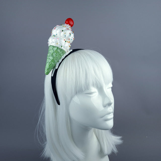"Vanilla" Glitter Ice cream Headpiece - Green