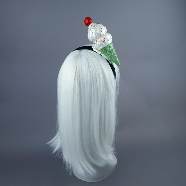 "Vanilla" Glitter Ice cream Headpiece - Green