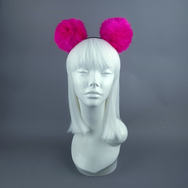 "Teddie" Pink Pompom Ear Headpiece