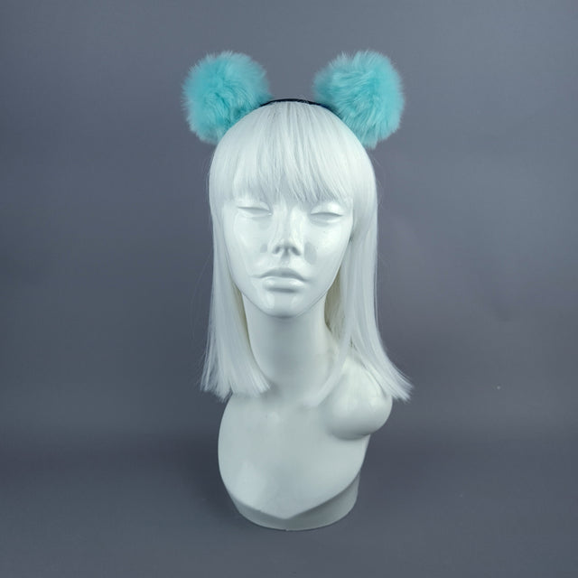 "Teddie" Blue Pompom Ear Headpiece