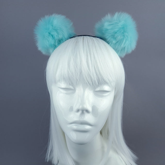 "Teddie" Blue Pompom Ear Headpiece