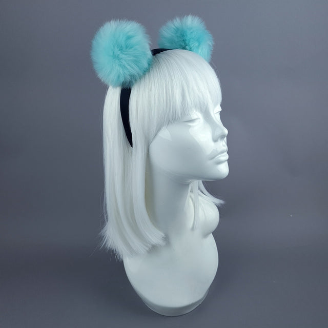 "Teddie" Blue Pompom Ear Headpiece