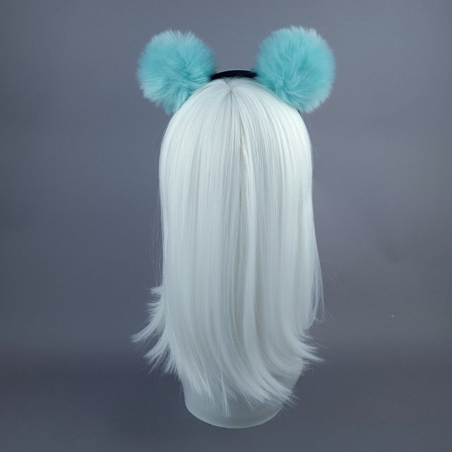 "Teddie" Blue Pompom Ear Headpiece
